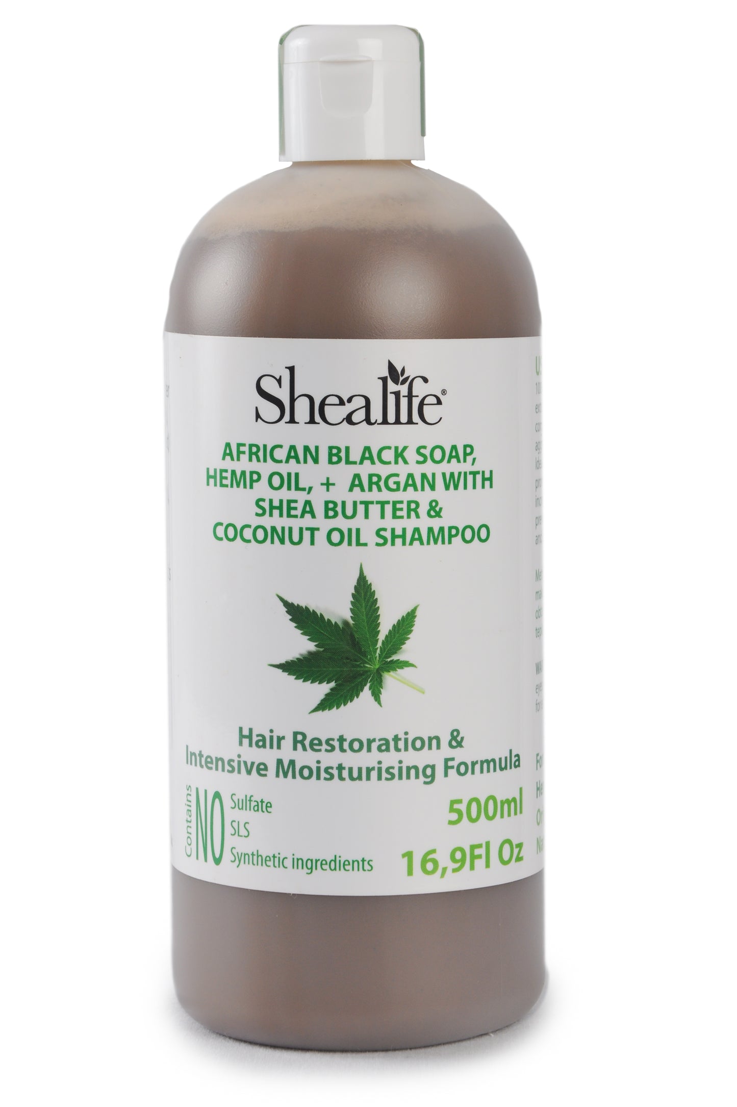AFRICAN BLACK SOAP, HEMP OIL, + ARGAN WITH SHEA BUTTER & COCONUT OIL SHAMPOO 500ml