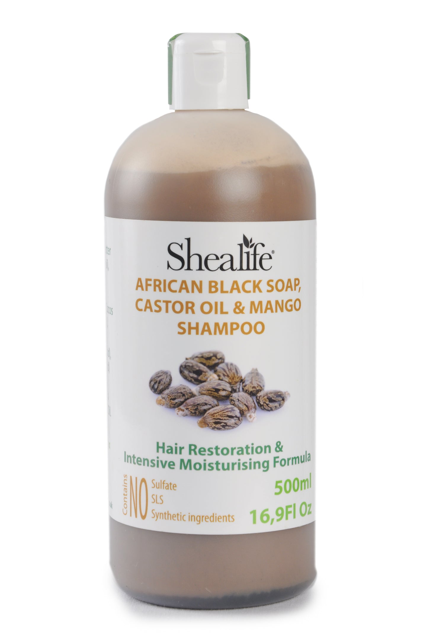 AFRICAN BLACK SOAP, CASTOR OIL & MANGO SHAMPOO, 500ML