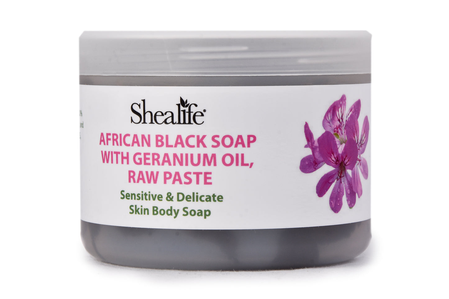 AFRICAN BLACK SOAP, RAW PASTE, WITH GERANIUM, 220G