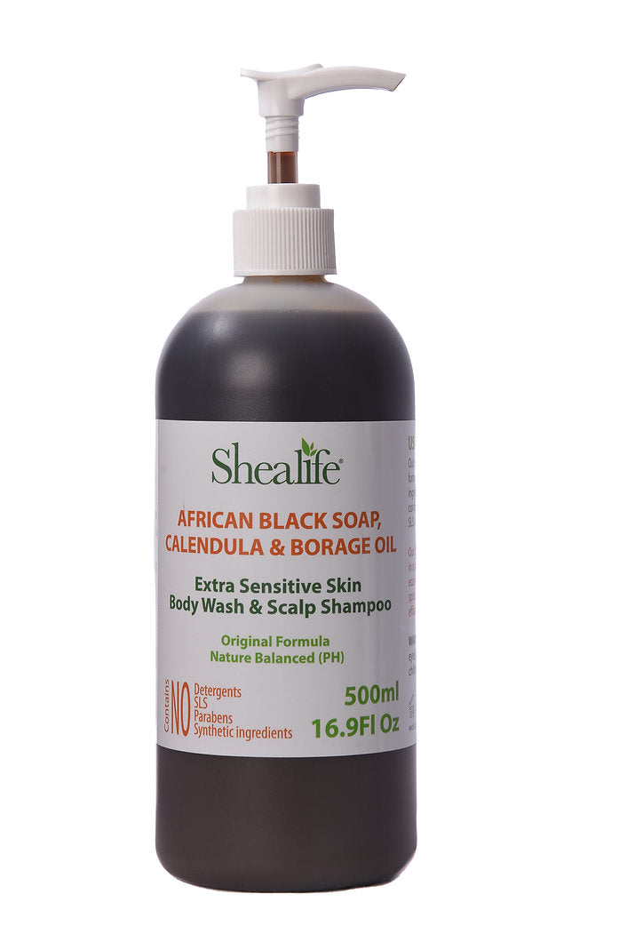 AFRICAN SOAP, CALENDULA & BORAGE OIL SHAMPOO FORMULA, 500ML