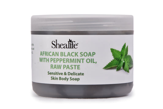AFRICAN BLACK SOAP, RAW PASTE, WITH PEPPERMINT OIL,220G