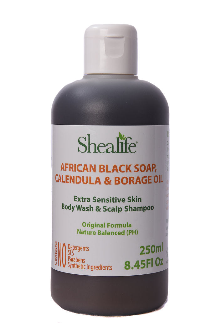 AFRICAN SOAP, CALENDULA & BORAGE OIL SHAMPOO FORMULA, 250ML