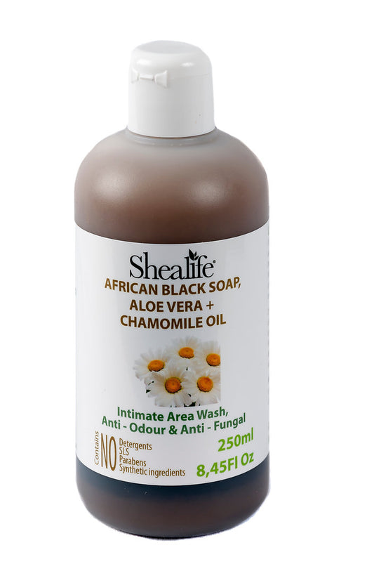 AFRICAN BLACK SOAP, ALOE VERA + CHAMOMILE, OIL, 250ML