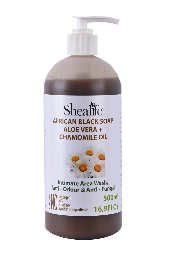 AFRICAN BLACK SOAP, ALOE VERA + CHAMOMILE, OIL, 500ML